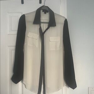 AGB Black and Gray Collar Blouse